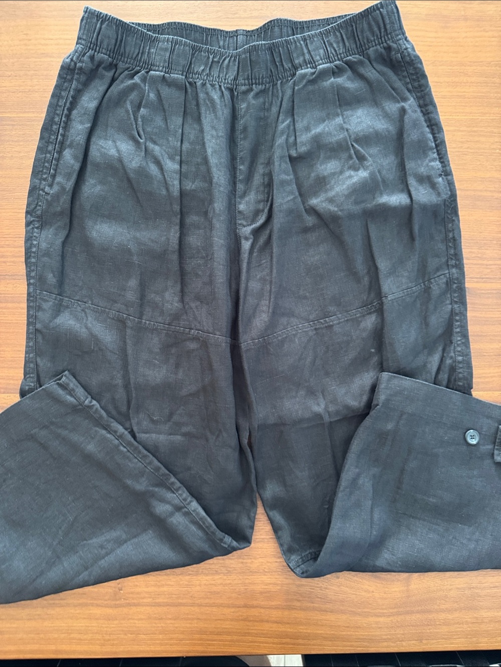 COS Men's Black Elastic-Waist Linen cropped Pants